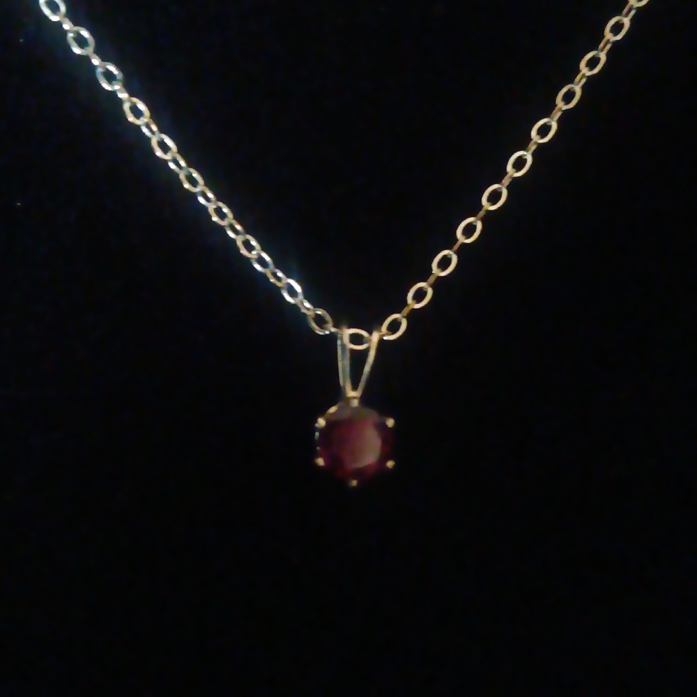 Garnet Solitaire Necklace - Picture 11 of 12